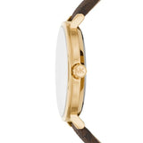 Michael Kors Addyson Three-Hand Silver Dial Brown Leather Strap Watch for Women - MK2945