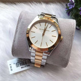 Michael Kors Slim Runway White Dial Two Tone Watch for Women - MK3204B