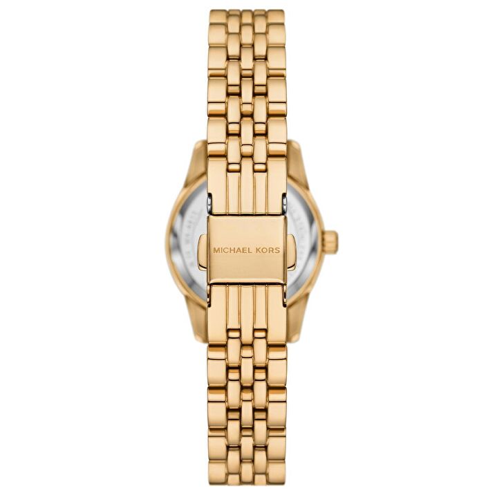 Michael Kors Lexington Three Hand Blue Dial Gold Steel Strap Watch for Women - MK4813