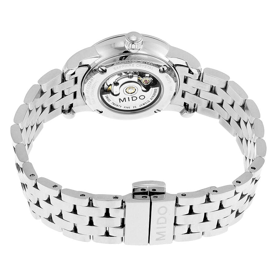 Mido Baroncelli Automatic Mother Of Pearl Dial Silver Steel Strap Watch For Women - M7600.4.69.1