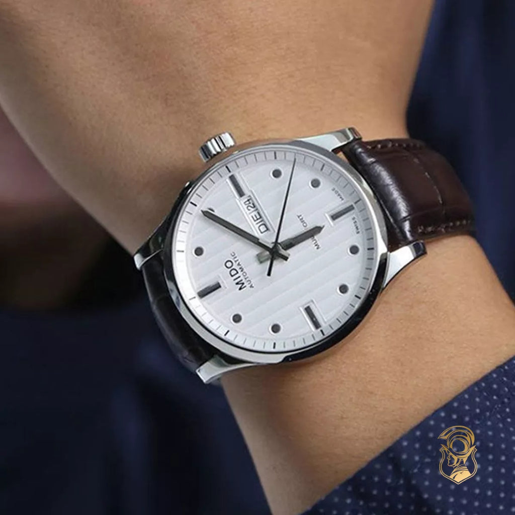 Mido Multifort Automatic Silver Dial Black Leather Strap Watch For Men - M005.430.16.031.80