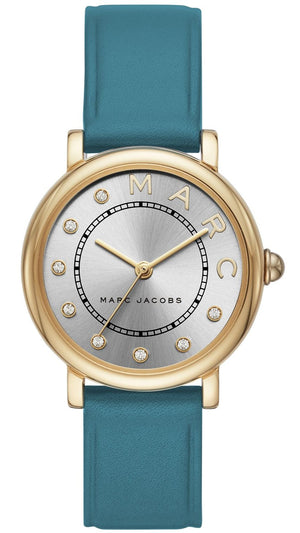 Marc Jacobs Roxy Silver Dial Green Leather Strap Watch for Women - MJ1633