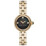 Marc Jacobs Courtney Mother of Pearl Black Dial Gold Steel Strap Watch for Women - MJ3460