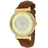 Michael Kors Catlin Champagne Dial Brown Leather Strap Watch for Women - MK2375