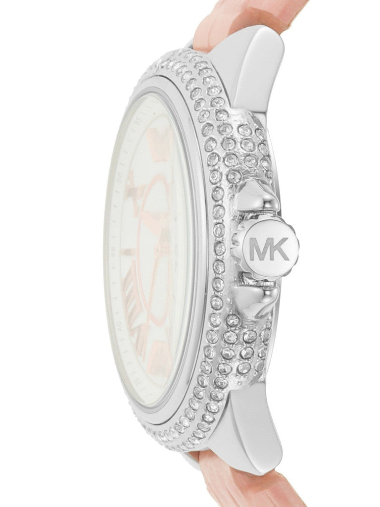Michael Kors Camille Three-Hand Crystals White Dial Pink Leather Strap Watch for Women - MK2963