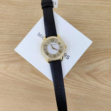 Michael Kors Harlowe Analog White Dial Black Leather Strap Watch For Women - MK2988