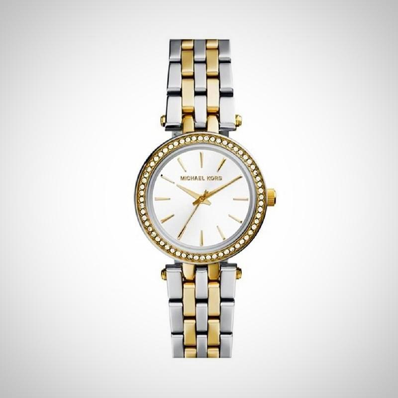 Michael Kors Darci White Dial Two Tone Steel Strap Watch for Women - MK3323