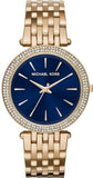 Michael Kors Darci Blue Dial Gold Steel Strap Watch for Women - MK3406