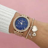 Michael Kors Darci Blue Dial Rose Gold Steel Strap Watch for Women - MK3728