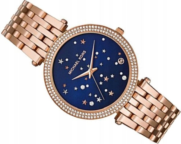 Michael Kors Darci Blue Dial Rose Gold Steel Strap Watch for Women - MK3728