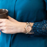 Michael Kors Abbey Three-Hand Analog Crystals Rose Gold Dial Rose Gold Steel Strap Watch for Women - MK4617