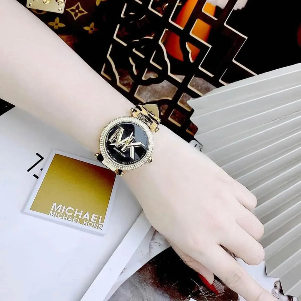Michael Kors Parker Black Dial Cheetah Print Brown Leather Strap Watch For Women - MK4723