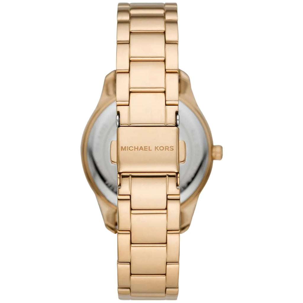 Michael Kors Layton Quartz Black Dial Gold Steel Strap Watch For Women - MK6892