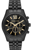 Michael Kors Lexington Chronograph Black Dial Black Steel Strap Watch for Men - MK8603