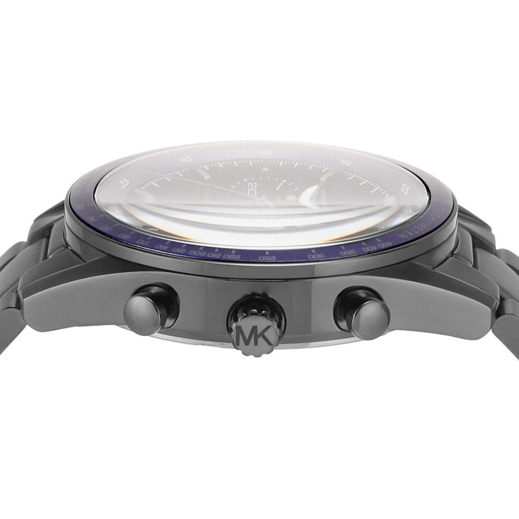 Michael Kors Accelerator Chronograph Blue Dial Grey Steel Strap Watch For Men - MK9111