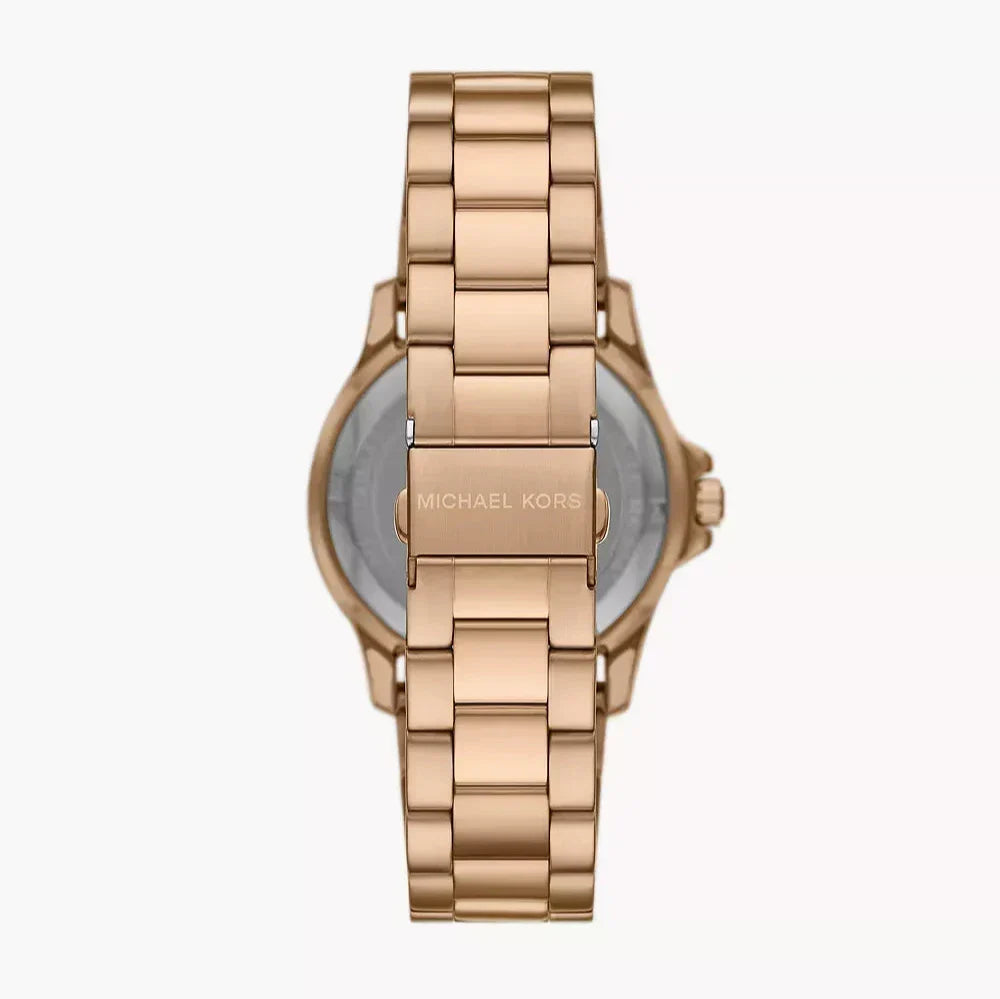 Michael Kors Everest Three Hand Quartz Black Dial Gold Steel Strap Watch For Men - MK9140