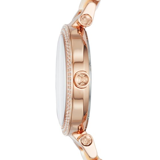 Michael Kors Parker Mother of Pearl Pink Dial Two Tone Steel Strap Watch for Women - MK6492