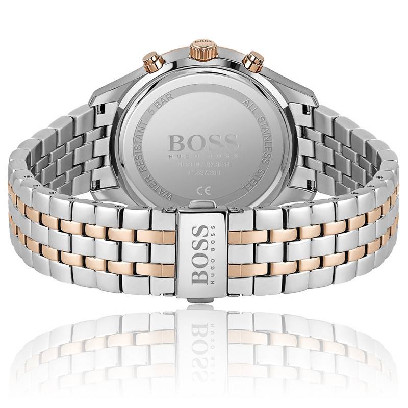 Hugo Boss Associate Chronograph Black Dial Two Tone Steel Strap Watch for Men - 1513840