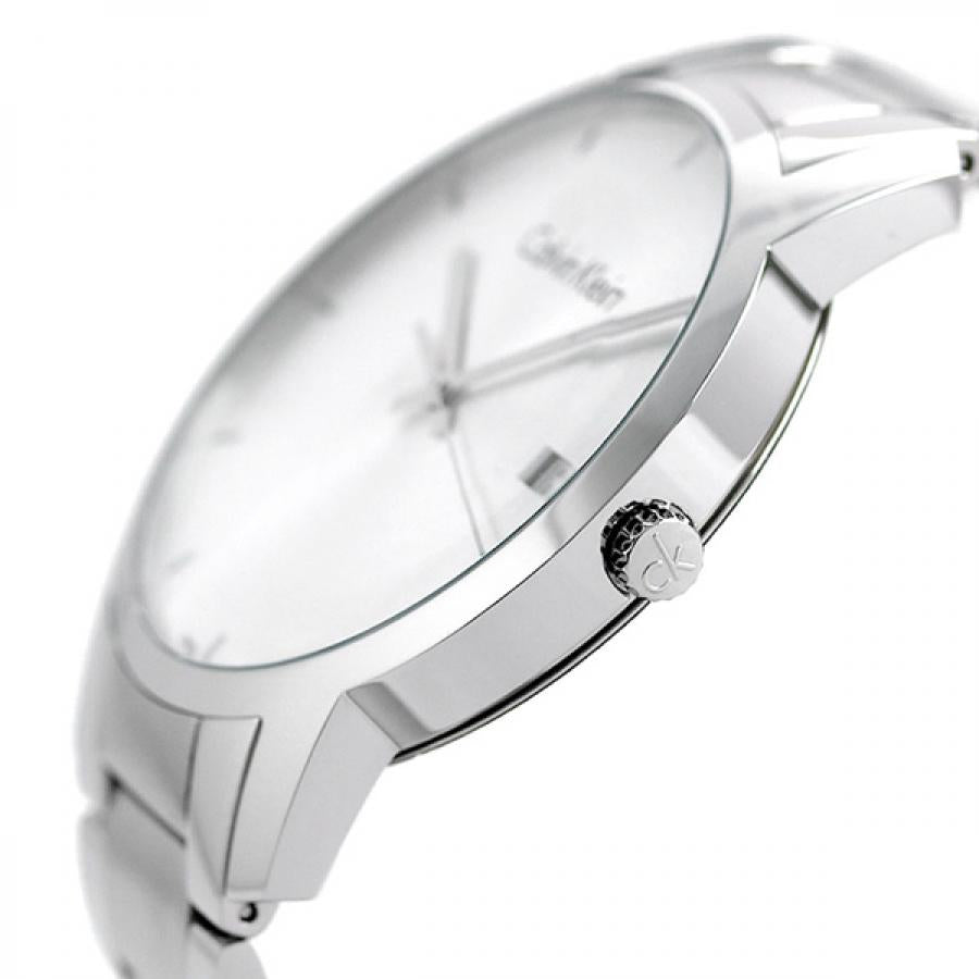 Calvin Klein City Chronograph Silver Dial Silver Steel Strap Watch for Men - K2G2G14X