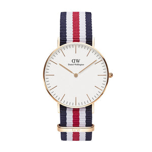 Daniel Wellington Classic Canterbury White Dial Two Tone NATO Strap Watch For Women - DW00100030