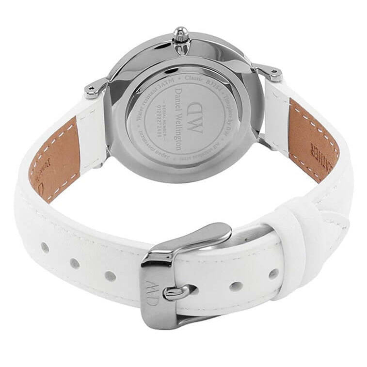 Daniel Wellington Petite Bondi White Dial White Leather Strap Watch For Women - DW00100250