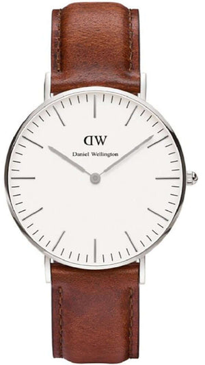 Daniel Wellington Classic St Mawes White Dial Brown Leather Strap Watch For Women - DW00100152