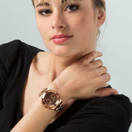 Marc Jacobs Blade Chronograph Brown Dial Rose Gold Steel Strap Watch for Women - MBM3308