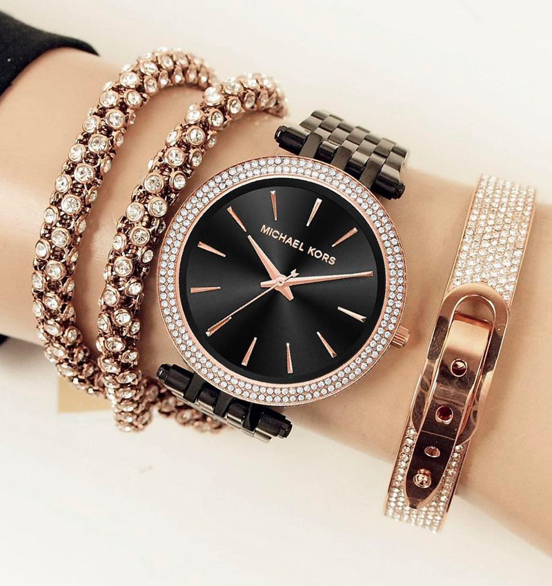 Michael Kors Darci Black Dial Black Steel Strap Watch for Women - MK3407