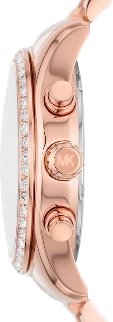 Michael Kors Lexington Chronograph Rose Gold Dial Rose Gold Steel Strap Watch for Women - MK7242