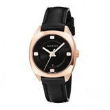 Gucci GG2570 Quartz Black Dial Black Leather Strap Watch For Women - YA142509