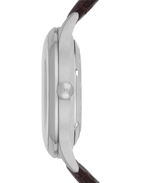 Emporio Armani Meccanico White Dial Brown Leather Strap Watch For Men - AR1946