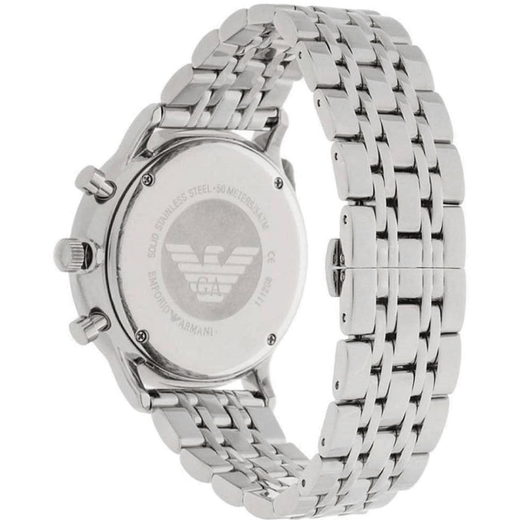 Emporio Armani Tazio Chronograph Black Dial Silver Steel Strap Watch For Men - AR5988