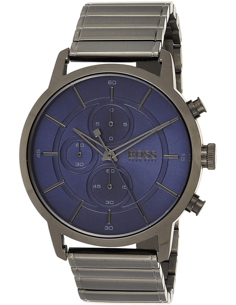 Hugo Boss Architectural Blue Dial Grey Steel Strap Watch for Men - 1513574
