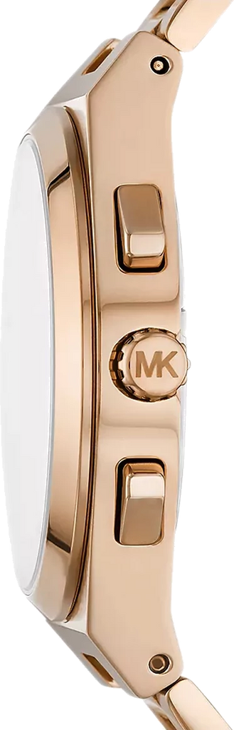 Michael Kors Lennox Chronograph Black Dial Rose Gold Steel Strap Watch For Men - MK9119