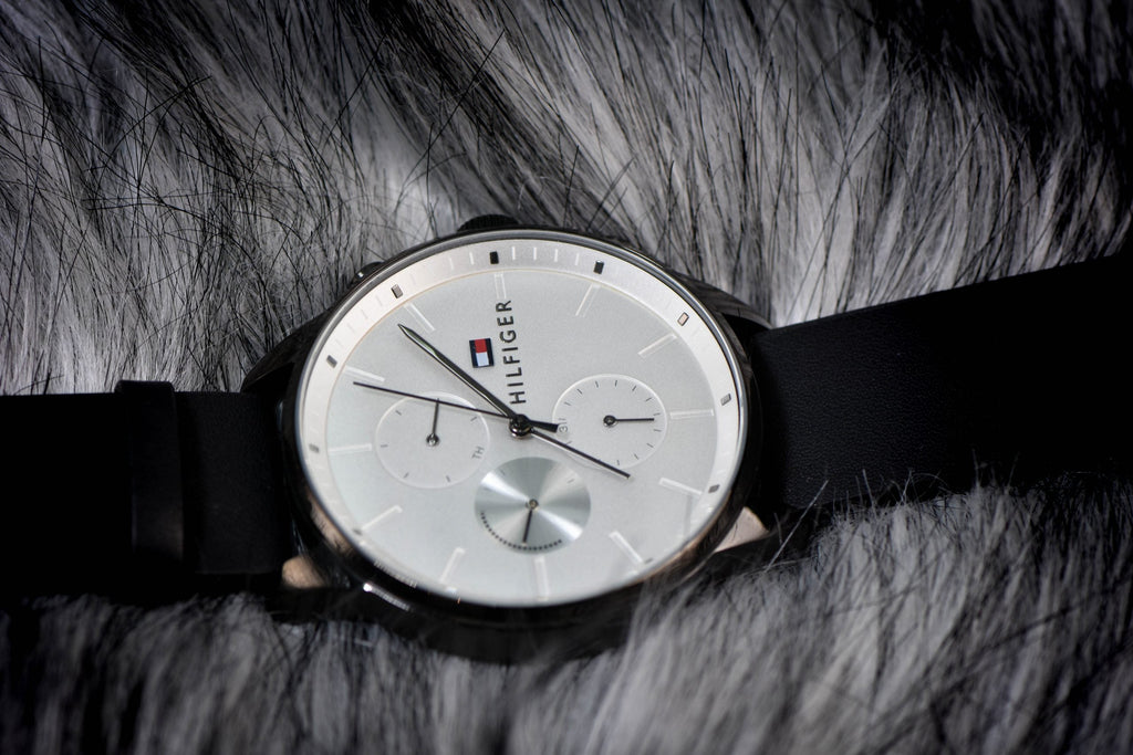 Tommy Hilfiger Lexor Silver Dial Black Leather Strap Watch For Men - 1791489