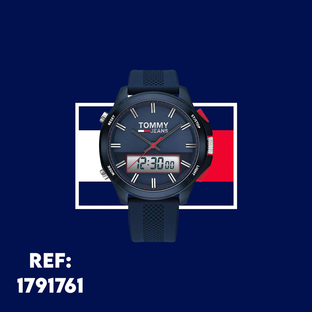 Tommy Hilfiger Digital Analog Blue Dial Blue Rubber Strap Watch For Men - 1791761