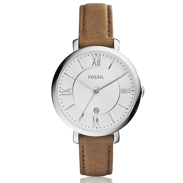 Fossil Jacqueline White Dial Brown Leather Strap Watch for Women - ES3708