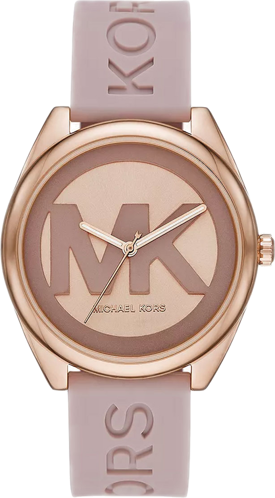 Michael Kors Janelle Three Hand Rose Gold Dial Pink Rubber Strap Watch For Women - MK7139