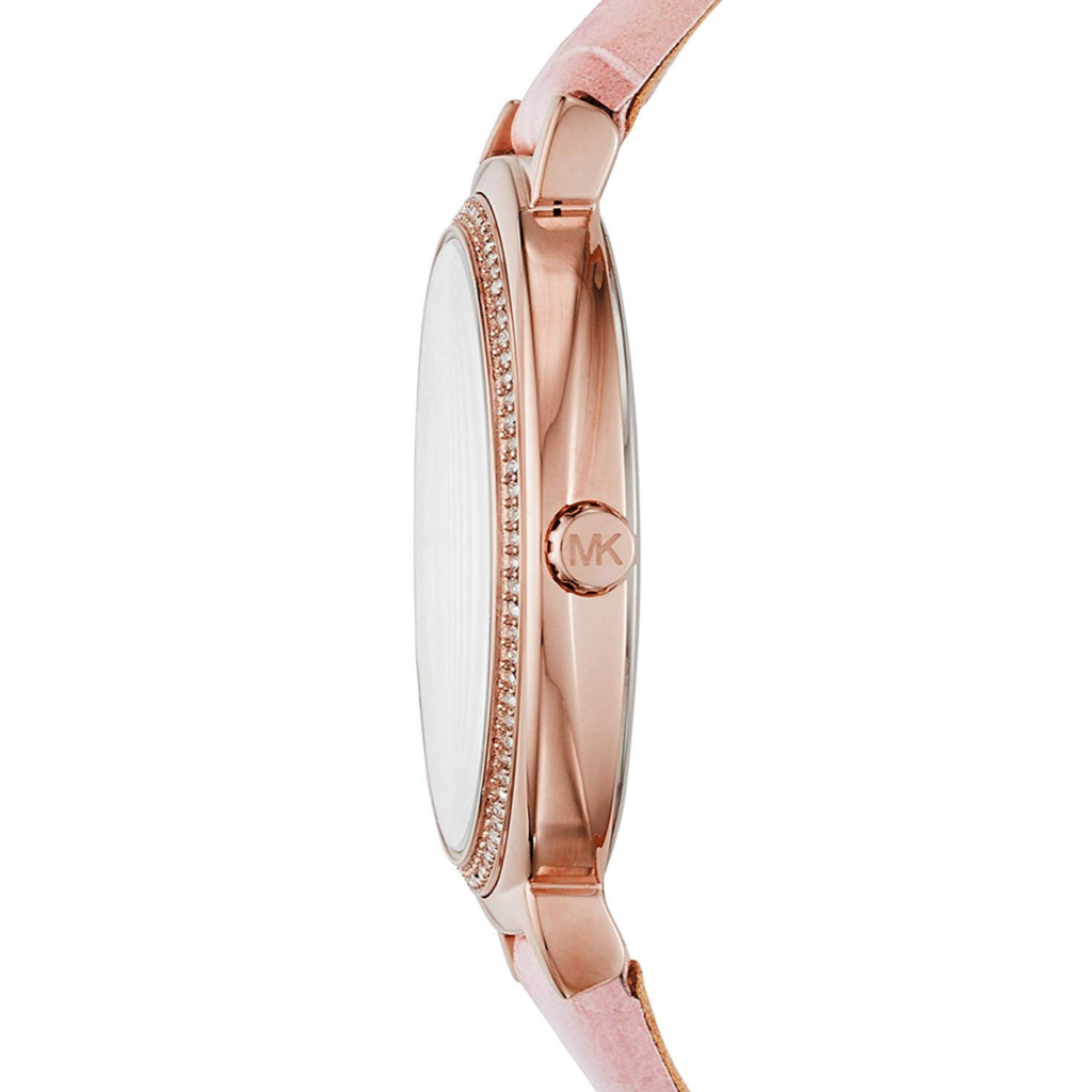 Michael Kors Cinthia Mother of Pearl Dial Pink Leather Strap Watch for Women - MK2663