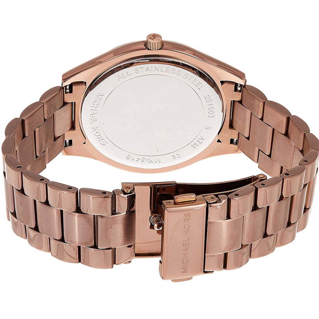 Michael Kors Runway Quartz Brown Dial Brown Steel Strap Watch For Women - MK3418