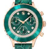 Swarovski Octea Chrono Green Dial Green Leather Strap Watch for Women - 5672931