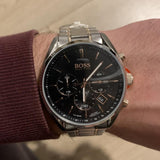 Hugo Boss Champion Chronograph Black Dial Two Tone Steel Strap Watch for Men - 1513819