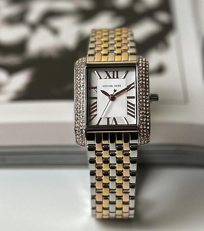 Michael Kors Emery Three-Hand White Dial Two Tone Steel Strap Watch for Women - MK4744