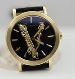 Versace Virtus Quartz Black Dial Black Leather Strap Watch for Women - VEHC00119