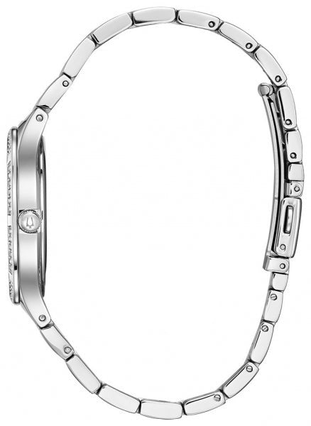 Bulova Crystal Collection Mother of Pearl Dial Silver Steel Strap Watch for Women - 96L263