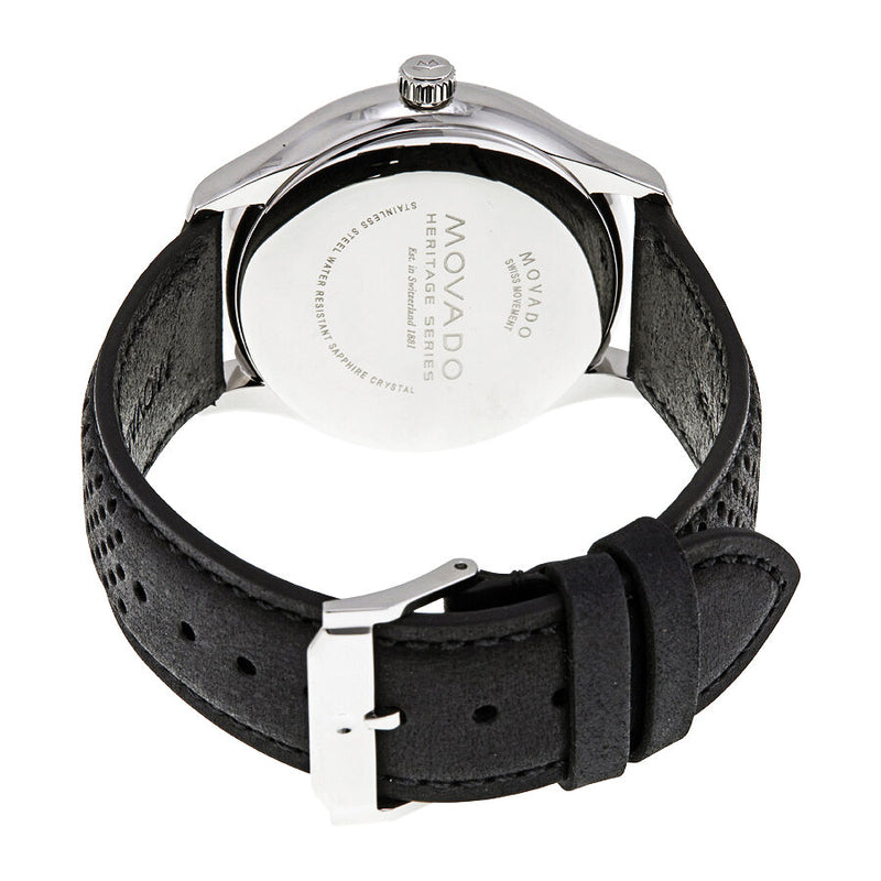 Movado Heritage Calendoplan Black Dial Black Leather Strap Watch for Men - 3650004