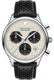 Movado Heritage Calendoplan Chronograph Silver Dial Black Leather Strap Watch for Men - 3650024