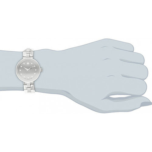 Movado Sapphire Diamonds Silver Dial Silver Steel Strap Watch For Women - 606814