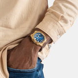 Guess Headline Chronograph Blue Dial Brown Silicone Strap Watch For Men - GW0571G5