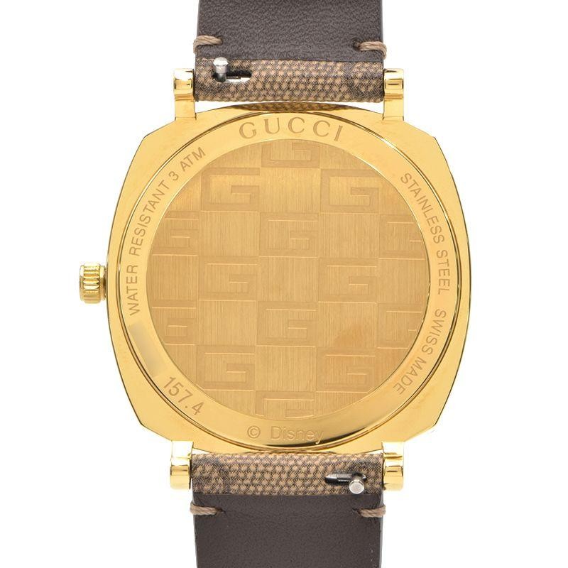 Gucci Grip Disney Mickey Mouse Gold Dial Brown Leather Strap Watch For Women - YA157420
